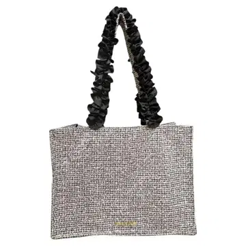 메종 드 플뢰르 토트백 트위드 프릴 블랙 x 화이트 A4 대응 메조후루