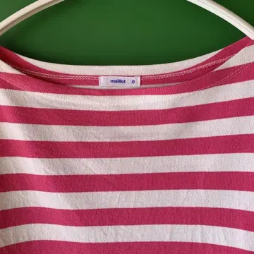 maillot 핑크와 화이트 스트라이프 7부 소매 티셔츠