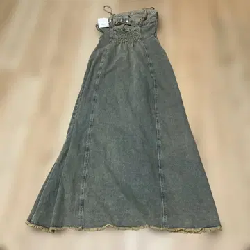 ACLENT 아이스 블루 데님 롱 원피스