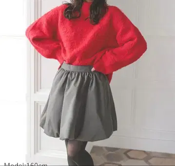 Donoban 벌룬 스커트 그레이 터틀 니트 빨간색 세트 판매