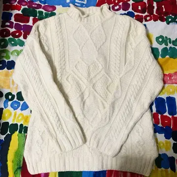 중고 아일랜드제 아란 니트 / 하이넥 / 케이블 니트 / 메리노울
