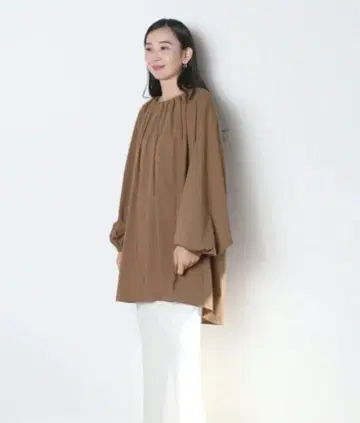 meri 미일리 개더 튜닉 블라우스 브라운 새상품