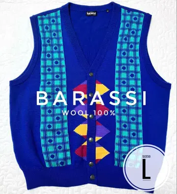 컨디션 최상 Barassi 모 100% 기하학 올 패턴 니트 베스트 50