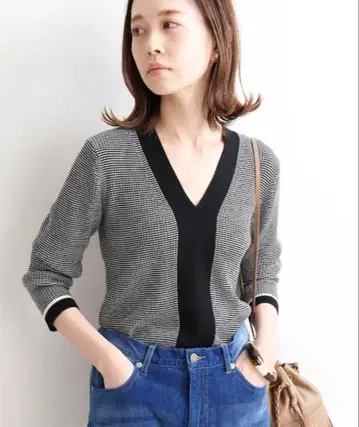 IENA 이에나 3 x 3 리브 V넥 풀오버