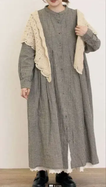 Samansa Mos2 [ Cross x Linen ] 턱 원피스 M