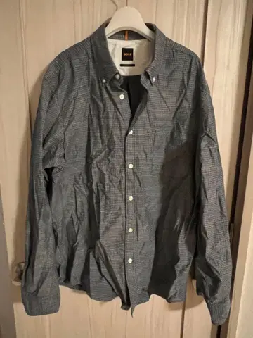 BOSS 레귤러 핏 긴팔 셔츠 그레이 계열 체크