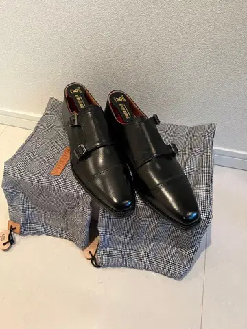 스코치 레인 더블 몽크 파랑 가죽 밑창 새상품 (키퍼, 케이스 포함)