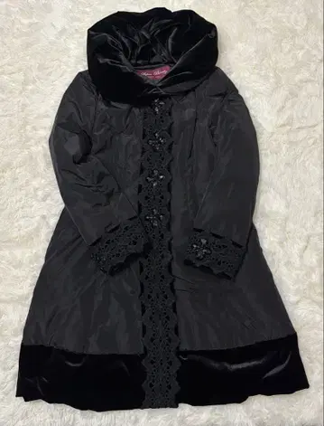 슈퍼 뷰티 후드 부착 블랙 다운 코트 42