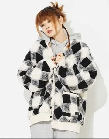 연말 세일 X-girl/BUFFALO PLAID BOA CARDIGAN