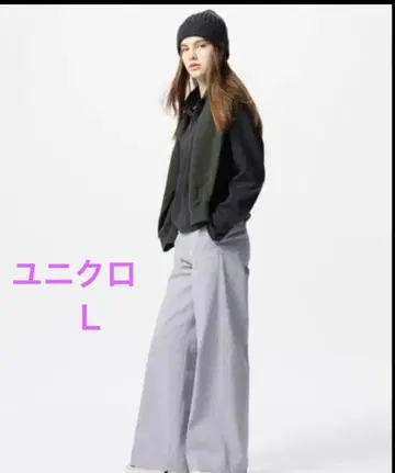 UNIQLO 와이드 트라우저 청바지 그레이 L