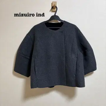 새상품급 미즈이로 인드 본딩 자켓 노카라 그레이