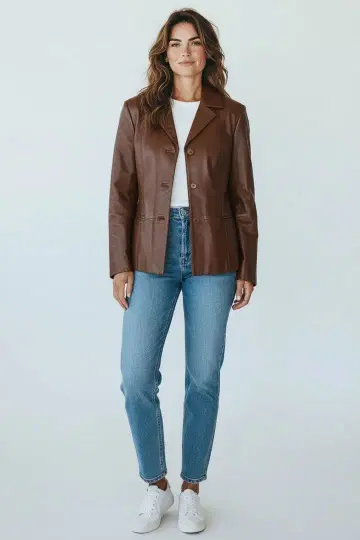 KIOFIX 자켓 가죽 브라운 부드러운 가죽