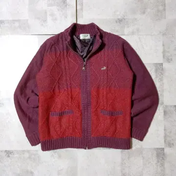 CROCODILE 크로커다일 집업 니트 스웨터 울 M 빨간색