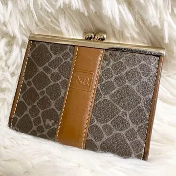 니나리치 NR 이단 접이식 지갑 가마구치 브라운 그레이