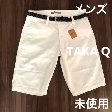 타카큐 TAKAQ 벨트 포함 화이트 하프 팬츠