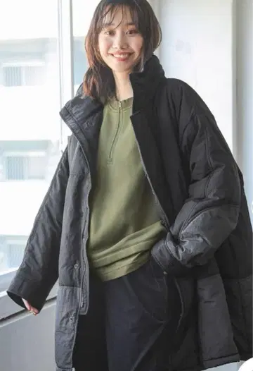 니코앤드 아라이 몬스터 코트 후드 부착 롱 기장 다운 자켓 블랙