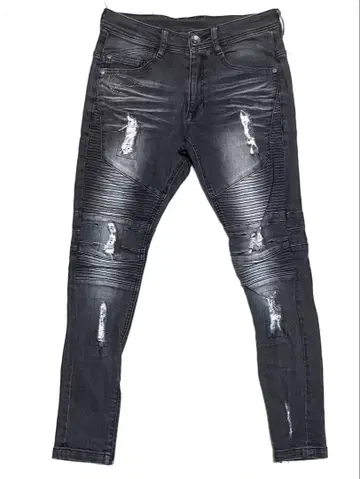 칼카니 3D 데미지 스트레치 지퍼 데님