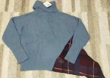 MURUA 아이스 블루 니트 스웨터 터틀넥 프리 사이즈