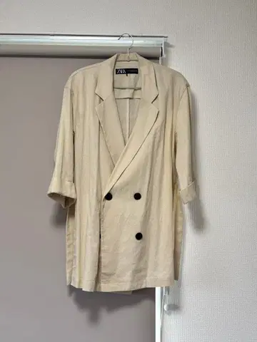 ZARA 베이지 더블 브레스트 테일러드 자켓