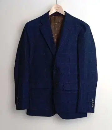 ORIHICA 오리히카 가을 겨울용 자켓 네이비 블루 격자 무늬 SS