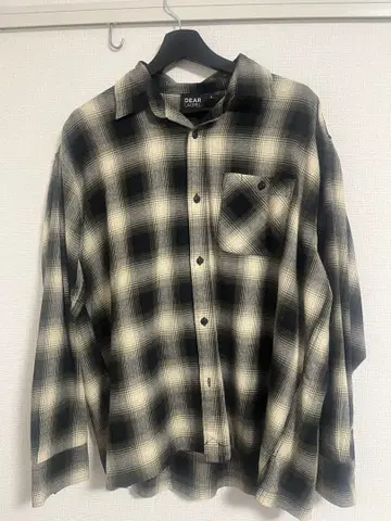 DEAR 체크 무늬 긴팔 셔츠 블랙/아이보리