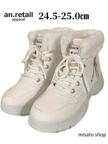 여성용 겨울용 스노우 부츠 미끄럼 방지 어그 부츠 화이트 24.5 cm