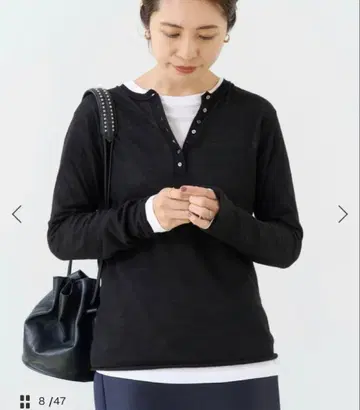 IENA 오가닉 코튼 헨리넥 풀오버