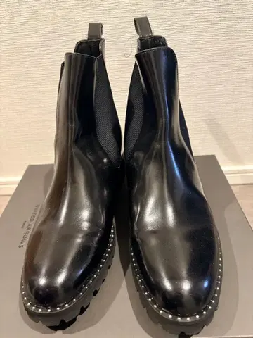 블랙 가죽 사이드 고어 부츠 37.5