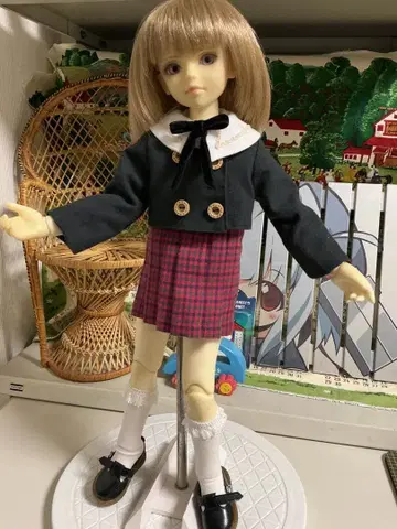 1/4 인형용, 다크 네이비 자켓 & 체크 스커트