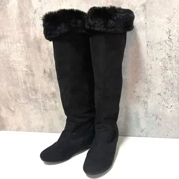 [COCUE] 코큐 스웨이드 롱 부츠 블랙 23cm 퍼