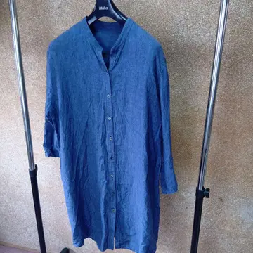 린넨 100% L 사이즈 셔츠 원피스 일본제