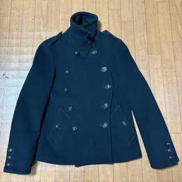 green hyke 블랙 더블 브레스트 울 피코트