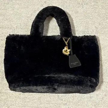 [ Samantha Thavasa ] 에코 퍼 토트백 블랙 고양이 참