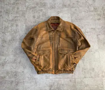 80년대 A-2 가죽 자켓 브라운 레더 쇼트 기장