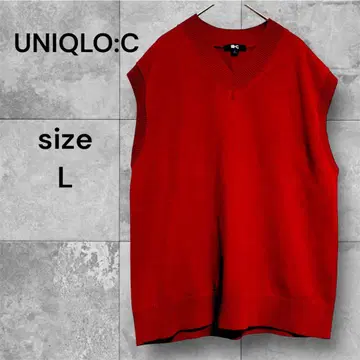 UNIQLO 유니클로 V넥 니트 베스트 L 레드