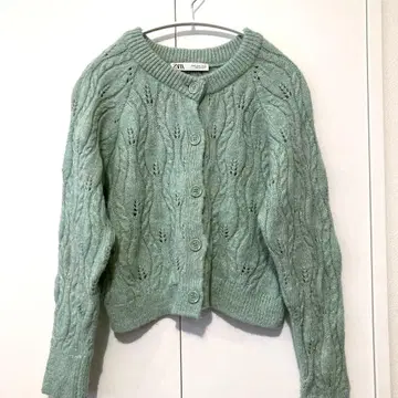 ZARA 자라 M 가디건 파스텔 그린 스웨터 니트