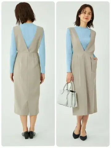 그린라벨 릴랙싱 오버롤 스커트 화이트 그레이