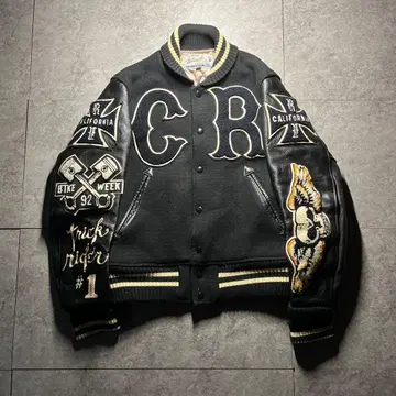 레어 whitesville 바시티 자켓 풀 데코 블랙 S 무료배송