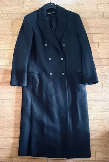 ZARA 블랙 더블 브레스트 체스터 코트 M