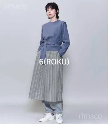 6(ROKU) 코튼 카 프린트 스커트