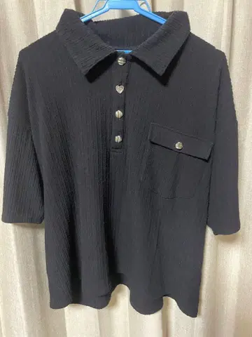 ONCILY 블랙 피케 셔츠 반팔