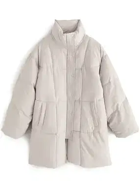 미사용 새상품 택 포함 GRL 스탠드 카라 충전솜 다운 코트 아이보리