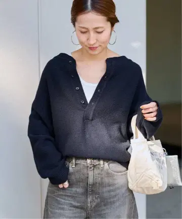 프레임워크 카노코 2WAY 헨리 니트 네이비 프리