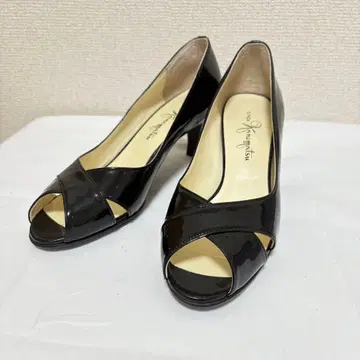 긴자 카네마츠 일본제 오픈토 펌프스 블랙 24.5cm