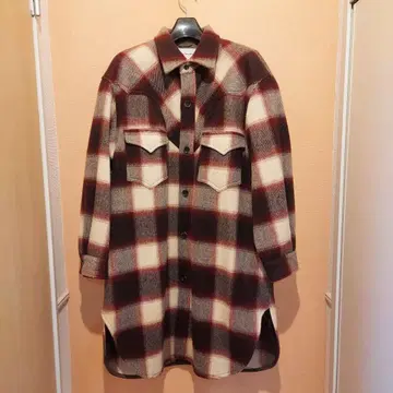 iroquois 보르도와 화이트 체크 코트