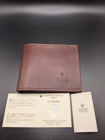 TEHA'AMANA 이단 접이식 지갑 이탈리아 가죽 브라운