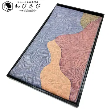 후쿠로 오비 추상 무늬 수은색 금실 O-4791