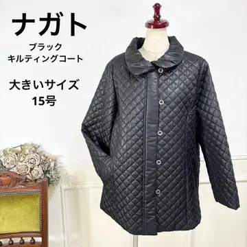 새상품급 빅 사이즈 나가토 블랙 퀼팅 코트 15호