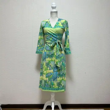 7부 소매 랩 원피스 저지 드레스