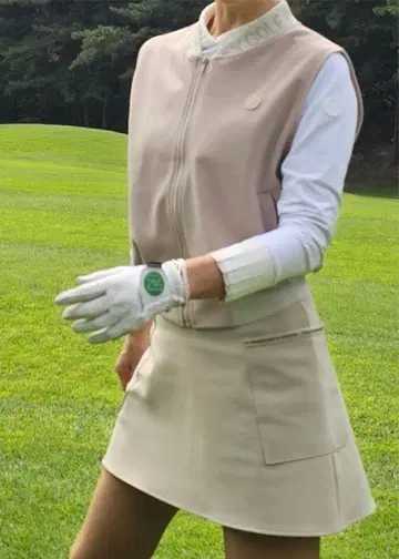 여성용 골프웨어 셋업 베스트 스커트 L 사이즈 베이지